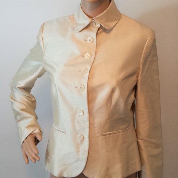 Lauren Ralph Lauren Jackets & Blazers - Cream Lauren Ralph Lauren Silk Button Up Blazer